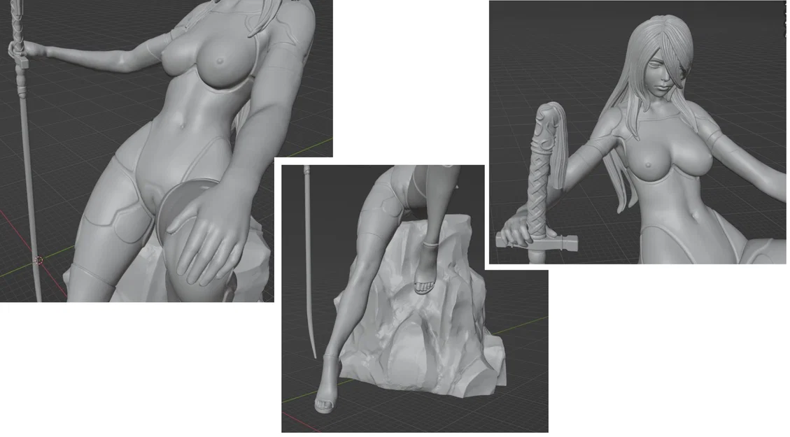 Mô hình 3D Cô gái và thanh kiếm - Image 1