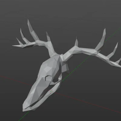 Đầu Lâu Hươu Phong Cách Low Poly