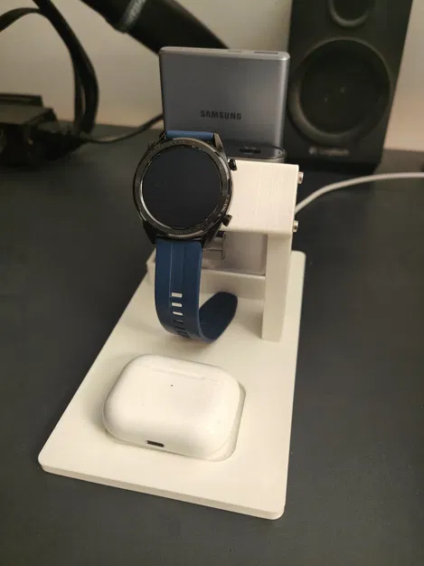 Chân đế sạc Huawei Watch GT có chỗ cất tai nghe không dây và sạc dự phòng - Image 2