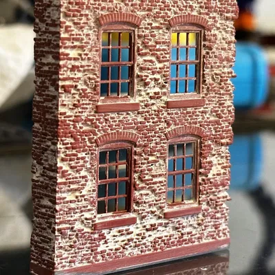 Mô hình tòa nhà gạch 2 tầng cũ nát tỷ lệ Ho