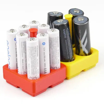 Chèn Eurobox/Gridfinity cho pin AA hoặc AAA trong hộp Euro 7,5 cm