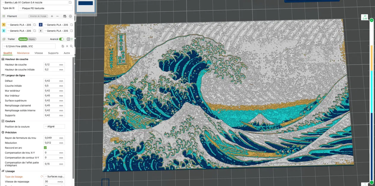 Mô hình 3D Painting Vạn Lý Hải Triều Kanagawa phiên bản Hokusai (Art3Dchoix, HUEFORGE) - Image 2