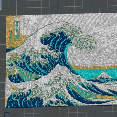 Mô hình 3D Painting Vạn Lý Hải Triều Kanagawa phiên bản Hokusai (Art3Dchoix, HUEFORGE)