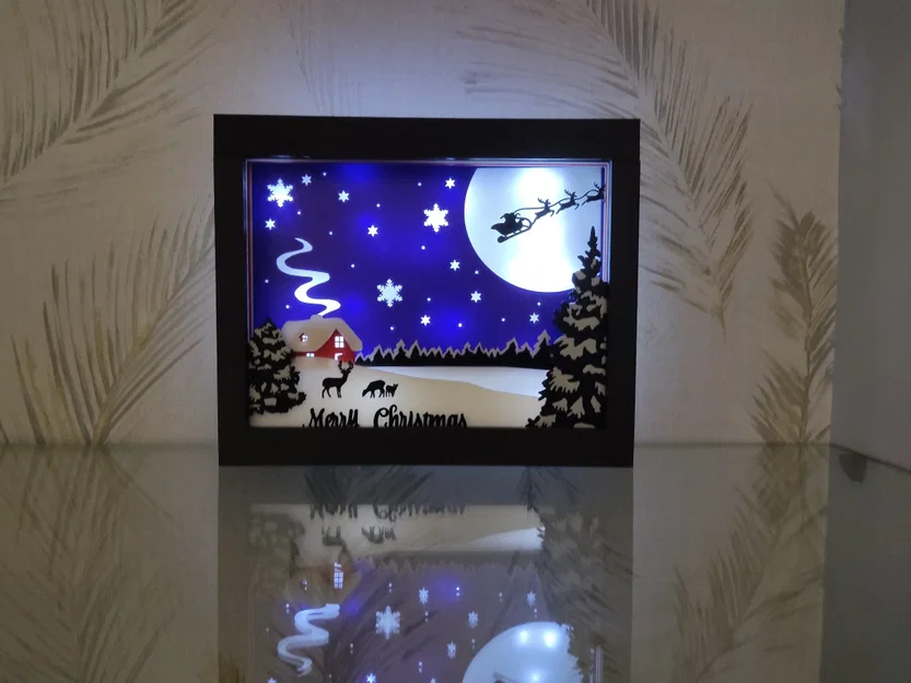 Hộp Shadow Box Giáng Sinh, Nhà Ông Già Noel - Image 1