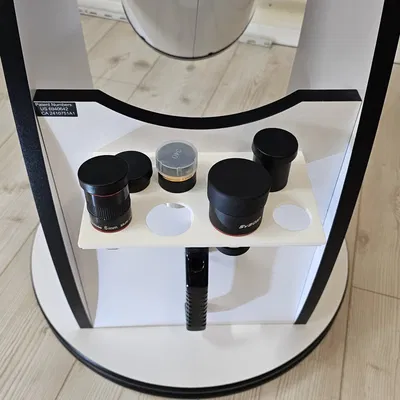 Foldable dobsonian telescope lens tray.