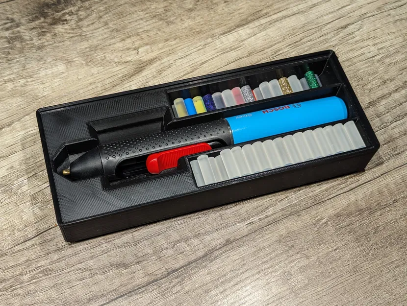 Gridfinity - 5x2 - Holder for Bosch Gluey + spare glue sticks - Image 1