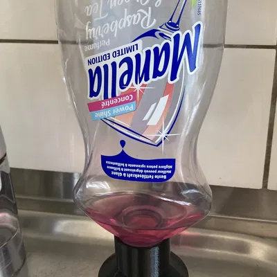 Upside down dishwashing liquid holder