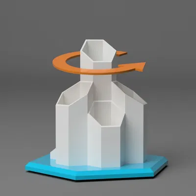 Hộp Đựng Đồ Để Bàn Xoay 360° Hình Lục Giác Kèm Dụng Cụ Cắt Băng Keo