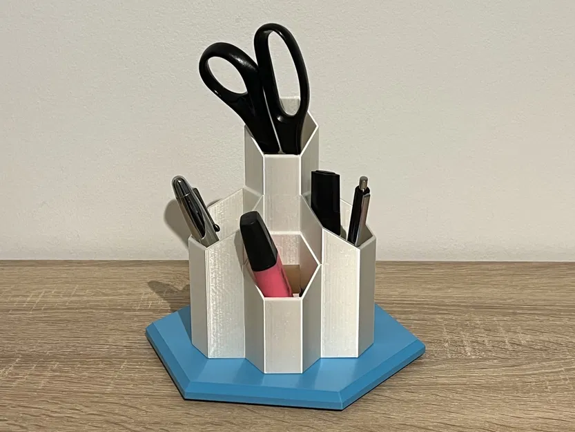 Hộp Đựng Đồ Để Bàn Xoay 360° Hình Lục Giác Kèm Dụng Cụ Cắt Băng Keo - Image 4