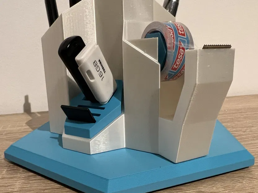 Hộp Đựng Đồ Để Bàn Xoay 360° Hình Lục Giác Kèm Dụng Cụ Cắt Băng Keo - Image 6