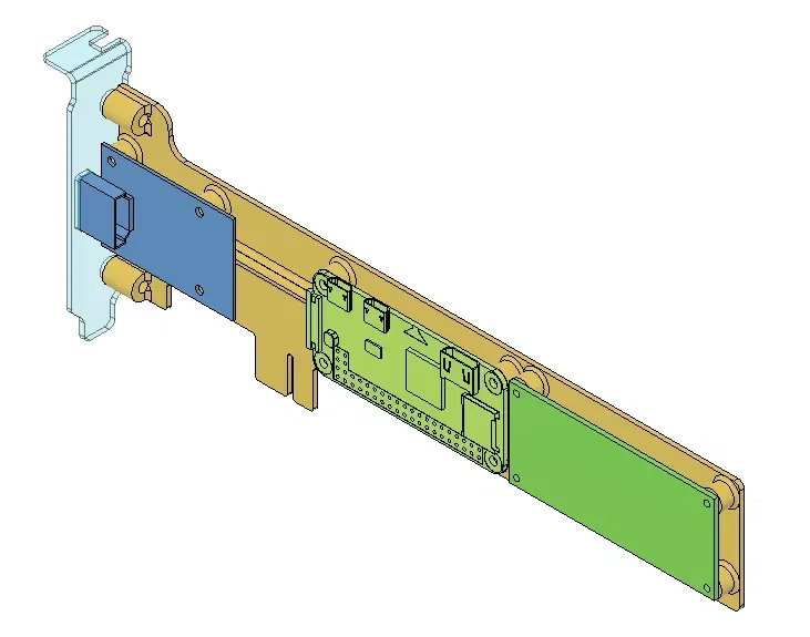 PiKVM R4C3R Giá đỡ PCIe cấu hình thấp cho RPi Zero W - Image 1