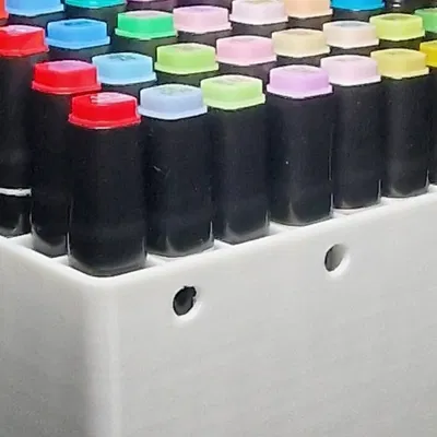 Promarker storage box with stepped pen height