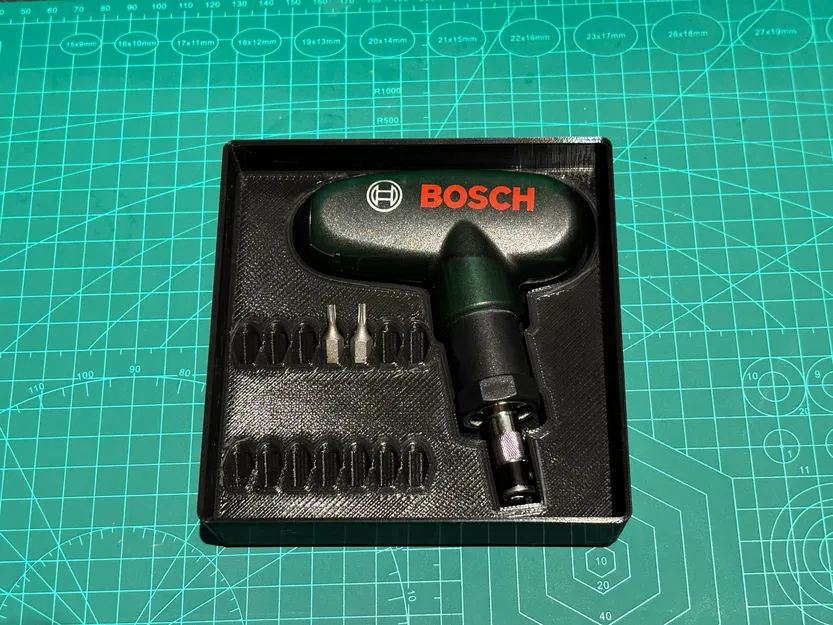 Đế Gridfinity 3x3 cho Tay vặn Bosch Ratchet (cao 5U) - Xếp chồng được - Image 2