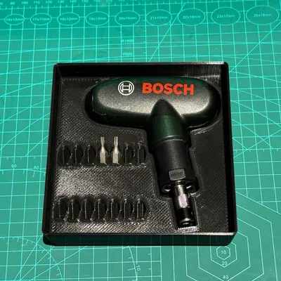 Đế Gridfinity 3x3 cho Tay vặn Bosch Ratchet (cao 5U) - Xếp chồng được