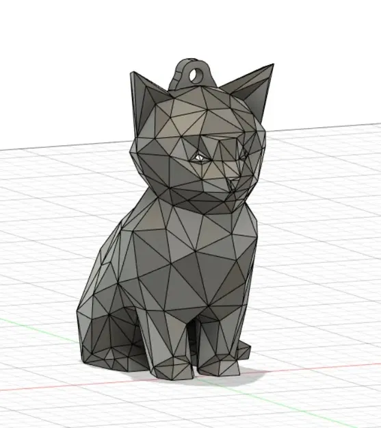 Cute Low Poly Cat - Keychain - Image 1