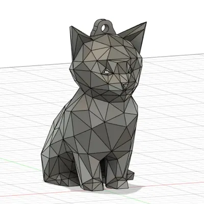 Cute Low Poly Cat - Keychain