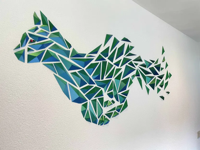 Tranh treo tường mèo hình học 3D - Image 2