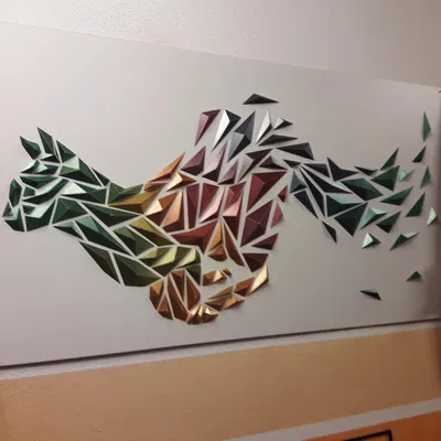 Tranh treo tường mèo hình học 3D