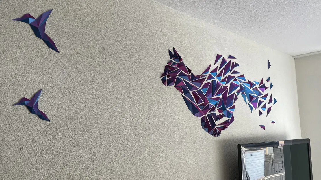 Tranh treo tường mèo hình học 3D - Image 9