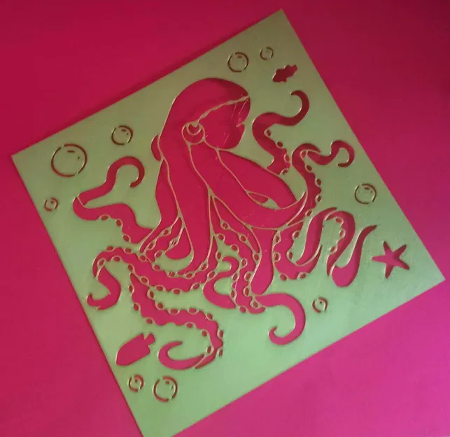 Khuôn vẽ bạch tuộc và đáy biển - Image 1