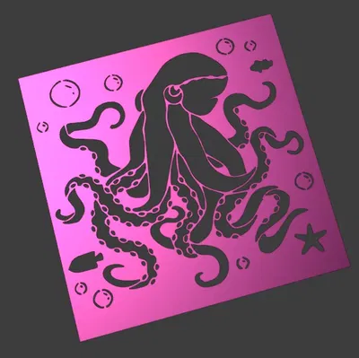 Khuôn vẽ bạch tuộc và đáy biển