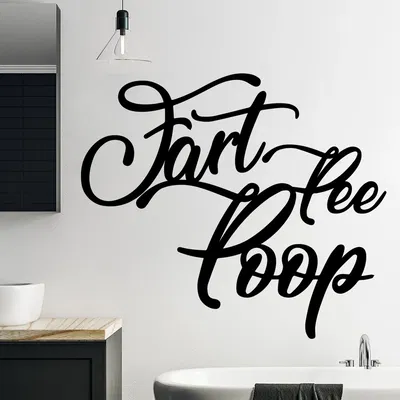 Biển Trang Trí Phòng Tắm "Fart, Pee, Poop" Kiểu Chữ Cursive