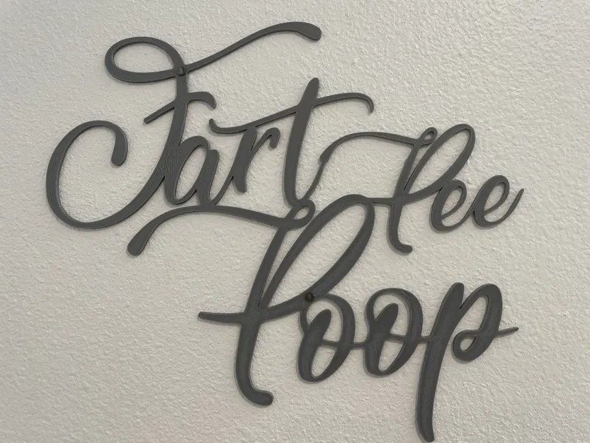 Biển Trang Trí Phòng Tắm "Fart, Pee, Poop" Kiểu Chữ Cursive - Image 2