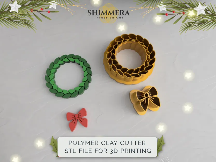 Khuôn Cắt Đất Sét Hình Vòng Giáng Sinh Có Nơ - Image 1