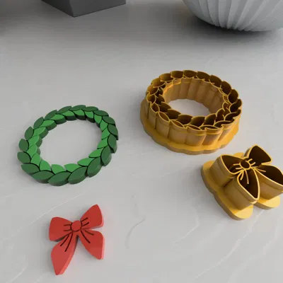 Khuôn Cắt Đất Sét Hình Vòng Giáng Sinh Có Nơ