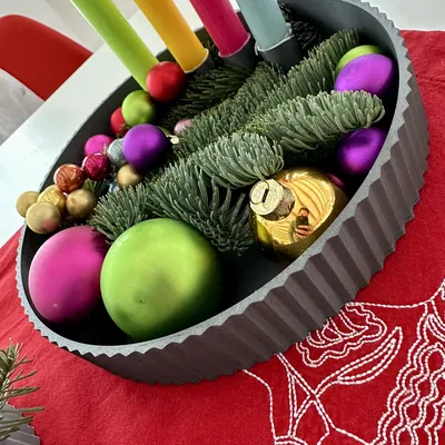 Vòng nguyệt quế Giáng sinh tối giản / tô đựng nến