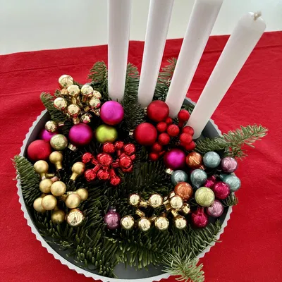 Vòng nguyệt quế Giáng sinh tối giản / tô đựng nến