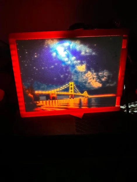 Mô Hình Lithophane Cầu Mackinac Về Đêm - Image 1
