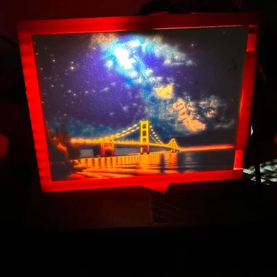 Mô Hình Lithophane Cầu Mackinac Về Đêm