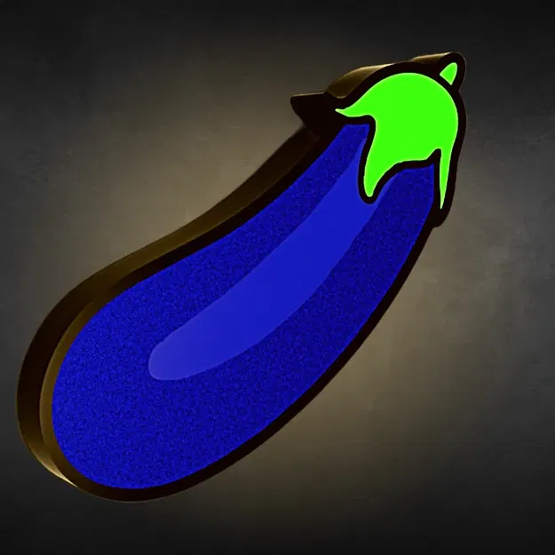 Egg Plant Emoji Lightbox w Optional Stand - Image 1