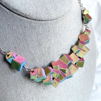 Vòng Cổ & Bông Tai Statement Hình Khối Lập Phương Độc Đáo