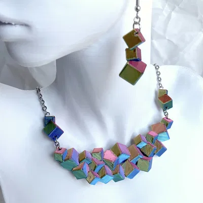 Vòng Cổ & Bông Tai Statement Hình Khối Lập Phương Độc Đáo