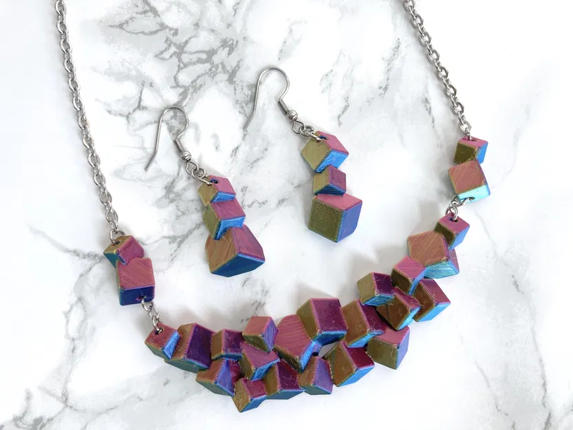 Vòng Cổ & Bông Tai Statement Hình Khối Lập Phương Độc Đáo - Image 5