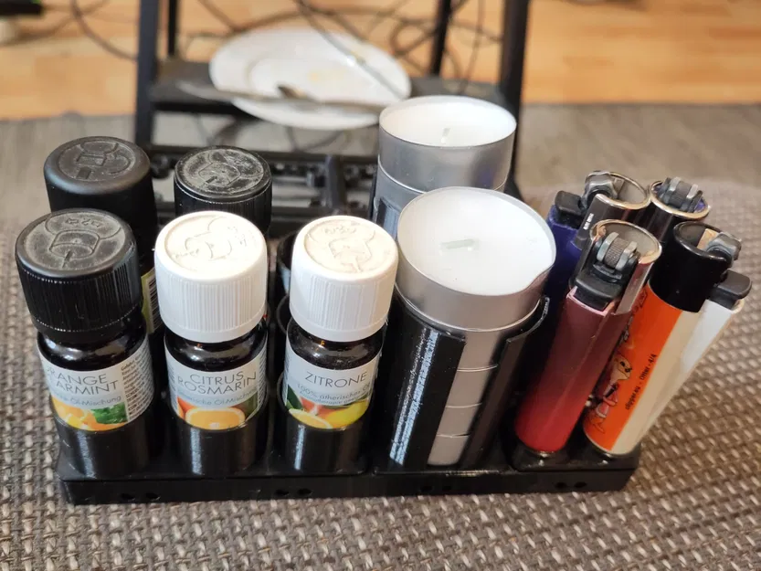 Giá Đựng Dầu Thơm Gridfinity 2x2 Cho Tối Đa 9 Chai Có Lỗ Nam Châm - Image 1