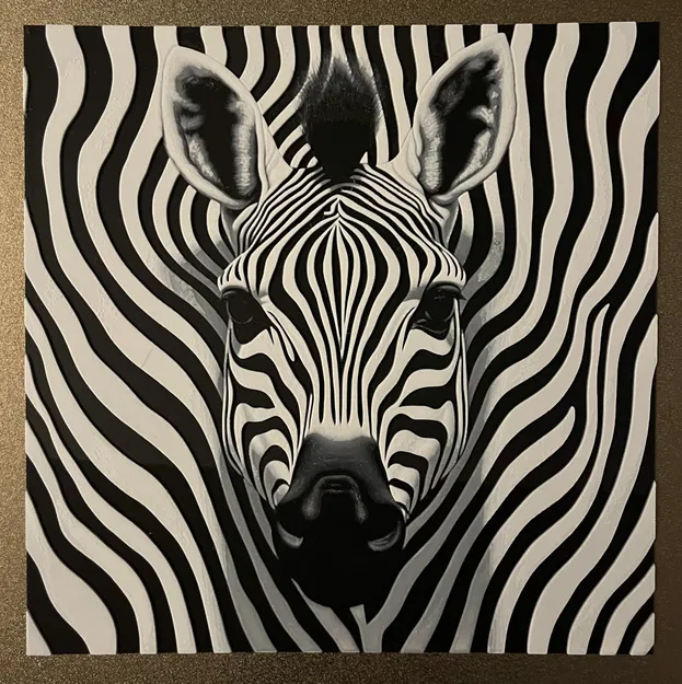 Chân dung Ngựa Vằn Op-Art (Filament Painting) 3 Màu - Image 1