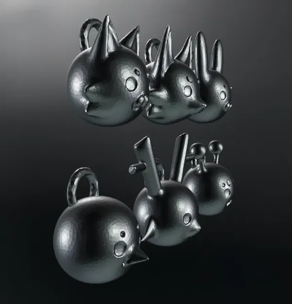 Chibi Animals Pendant Set (Cat, Dog/Wolf, Rabbit/Hare, Bird, Bug/Insect, Deer) - Image 2