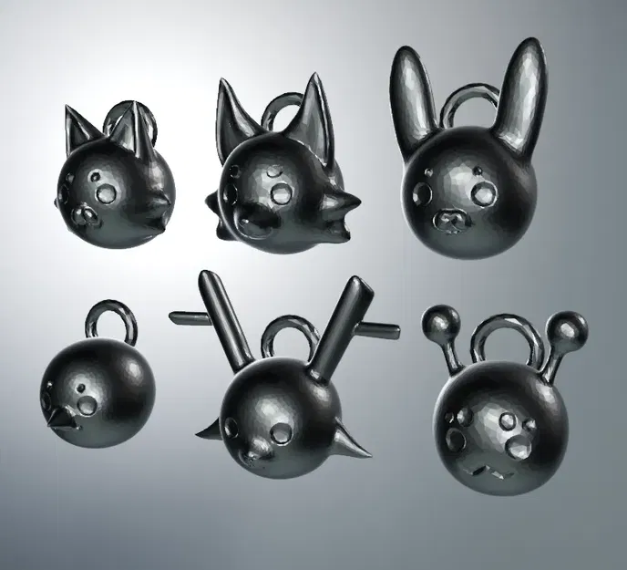 Chibi Animals Pendant Set (Cat, Dog/Wolf, Rabbit/Hare, Bird, Bug/Insect, Deer) - Image 3