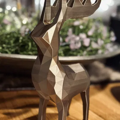 Tượng Tuần Lộc / Nai Sừng Tấm Phong Cách Low Poly