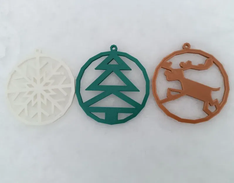 christmas tree ornament snowflake, deer and tree - Image 1