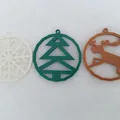 christmas tree ornament snowflake, deer and tree - Thumbnail 1