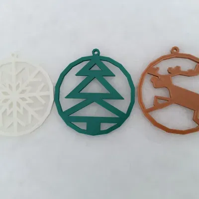 christmas tree ornament snowflake, deer and tree