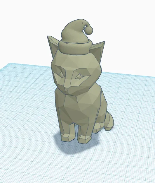 Mèo Thấp Poly Dễ Thương Đội Mũ Santa - Image 1