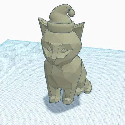 Mèo Thấp Poly Dễ Thương Đội Mũ Santa