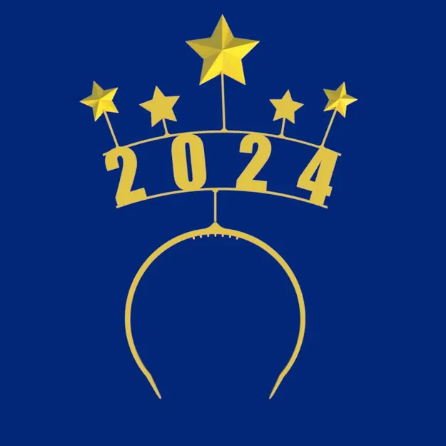 Happy New Years 2024 Bobble Stars Hairband - Image 1