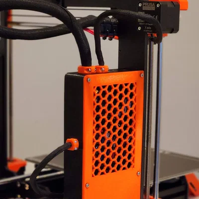 Remix: Prusa MK3s+ Einsy and Pi enclosure (larger case and internal zip tie mounts)