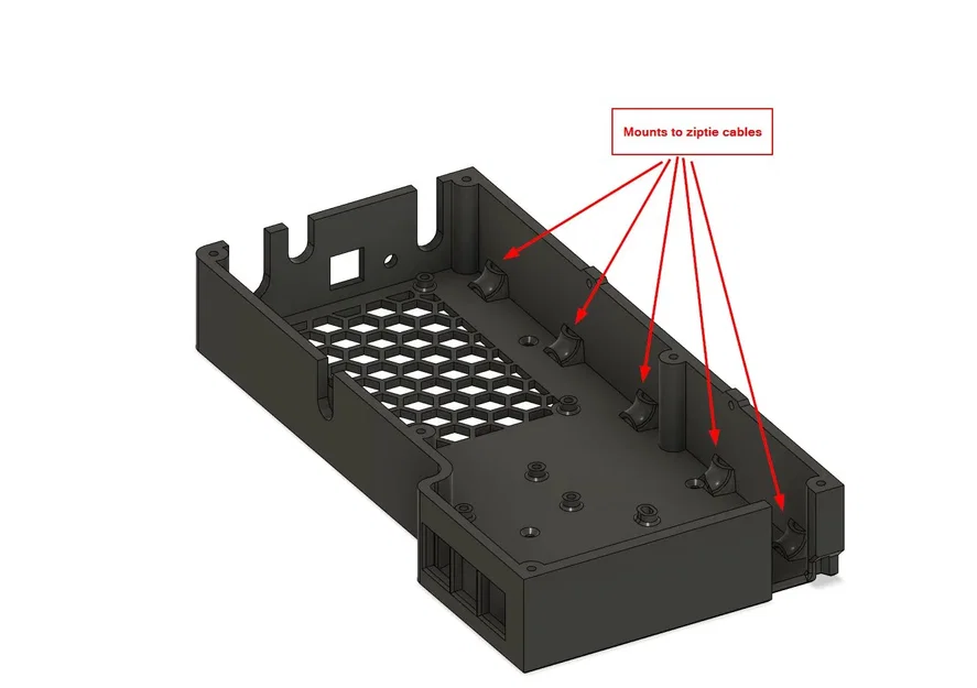 Remix: Prusa MK3s+ Einsy and Pi enclosure (larger case and internal zip tie mounts) - Image 4